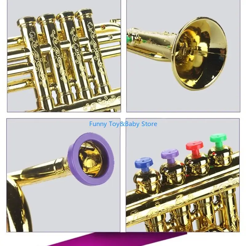 Trąbka zabawka dla dzieci edukacja muzyczna z realistycznymi dźwiękami usprawniająca zabawę i rozwój nauki instrument muzyczny