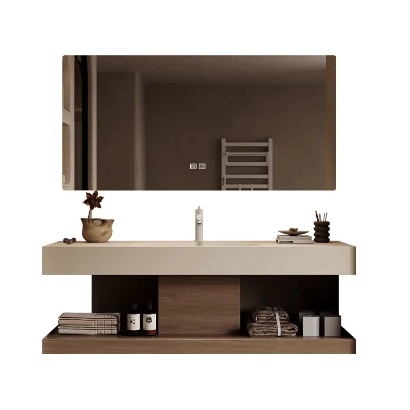 

Simple medieval style domestic pure acrylic integrated basin bathroom cabinet combination