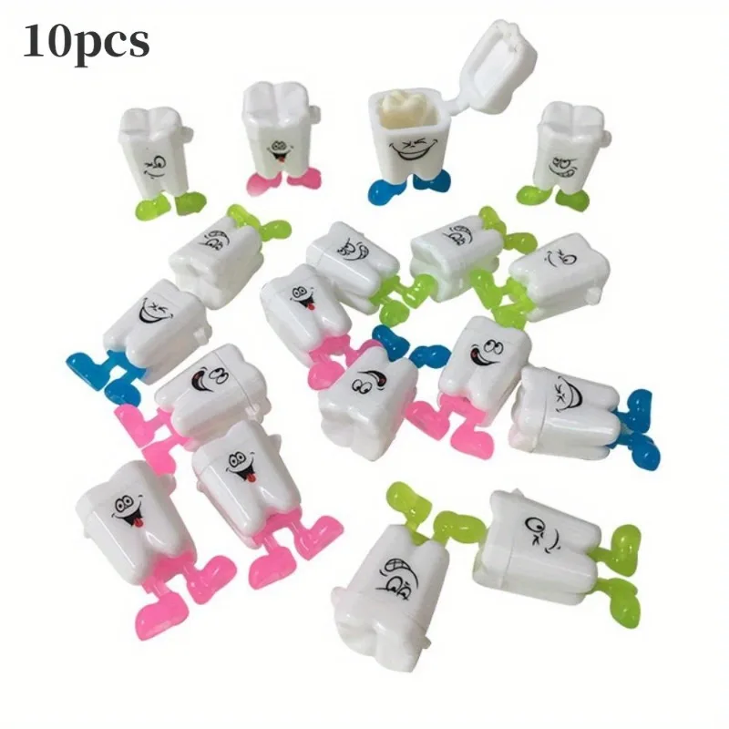 10PCS Baby Tooth Box Cute Cartoon Kids Teeth Organizer Plastic Milk Teeth Storage Box Save Collect Case First Tooth Mini Gift