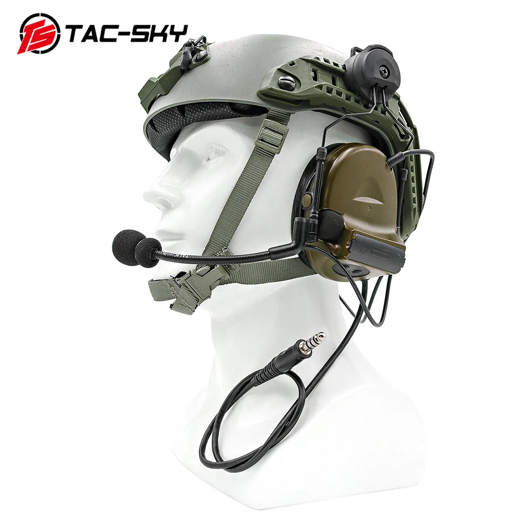 TAC -SKY COMTAC II Headset Taktis dengan Adaptor Rel Busur Perlindungan Pendengaran Headphone Airsoft Noise Cancelling Earmuff Menembak