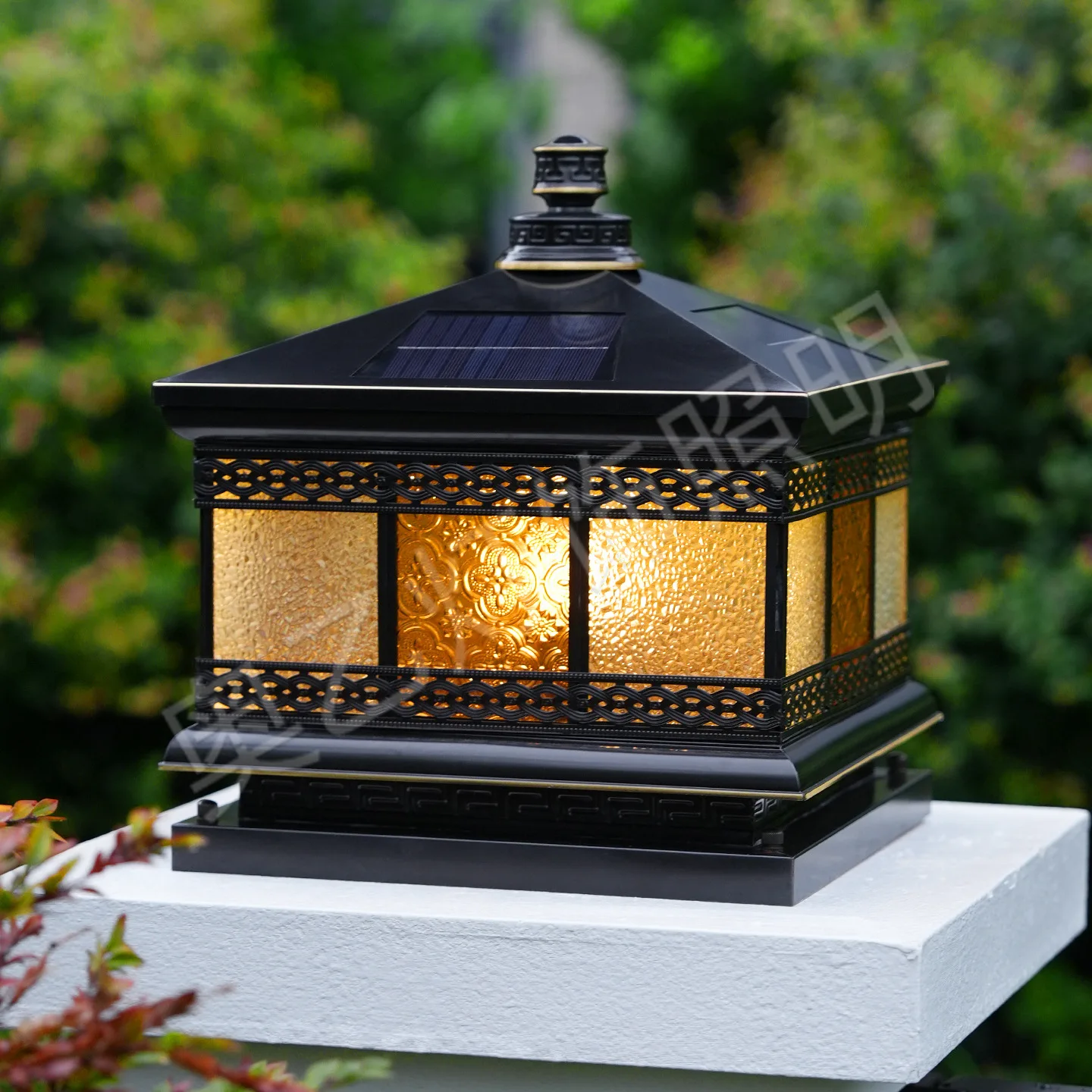 All-copper solar stigma household waterproof model outer wall villa gate garden outdoor courtyard pillar lamp on both sides