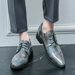 New 46 47 large size 48 pointed leather shoes for men business formal wear lace-up patent leather brightening face increase