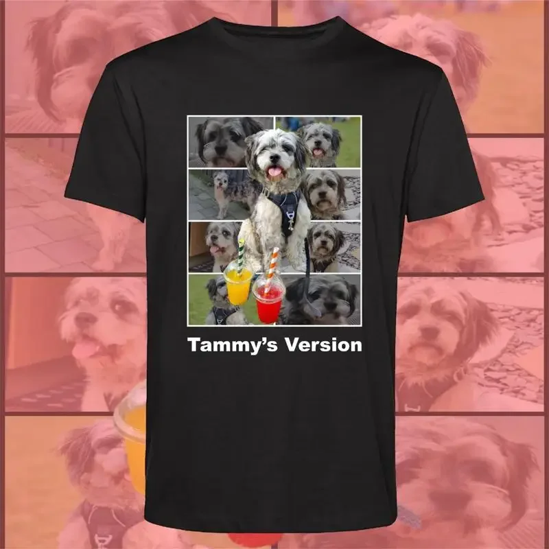 Personalised Pet Bootleg T Shirt Customised Dog Pictures Collage Tee Top