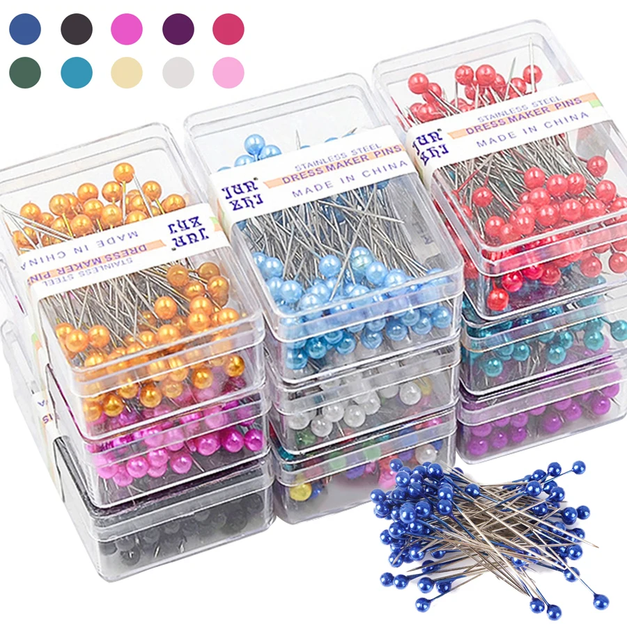 100 teile/schachtel 3,2 cm Perle Pin Multi Farben Erhältlich DIY Handgemachte Kleidung Positionierung Nadel Bekleidungs Zubehör Nähen Zubehör
