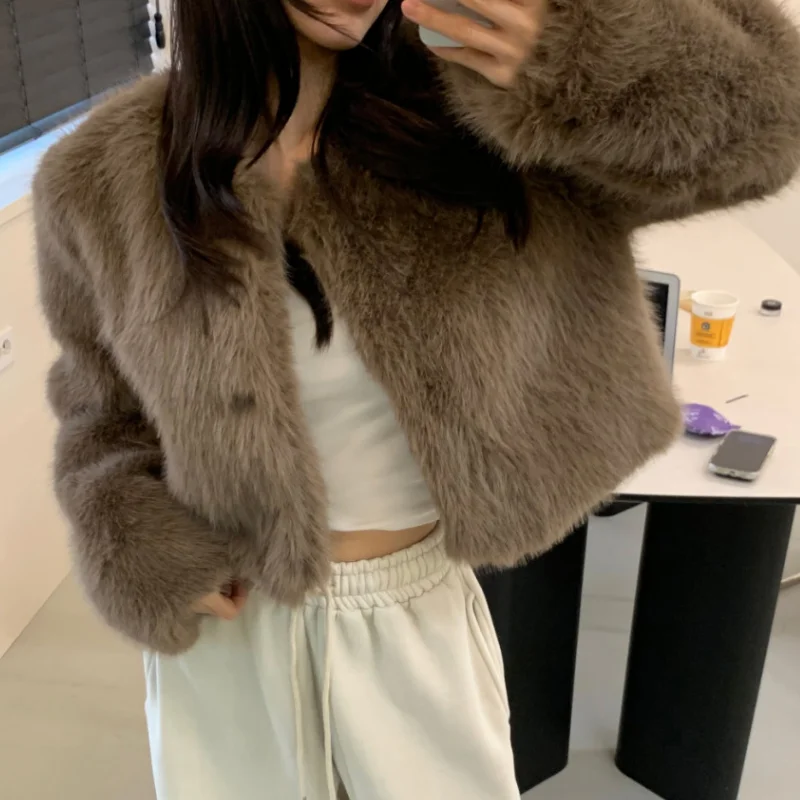 Faionable Chic Cappotto di pelliccia da donna con vestibilità ampia abbottonata di lusso Sle Autunno Inverno Capispalla coreano Sle Premium Quali