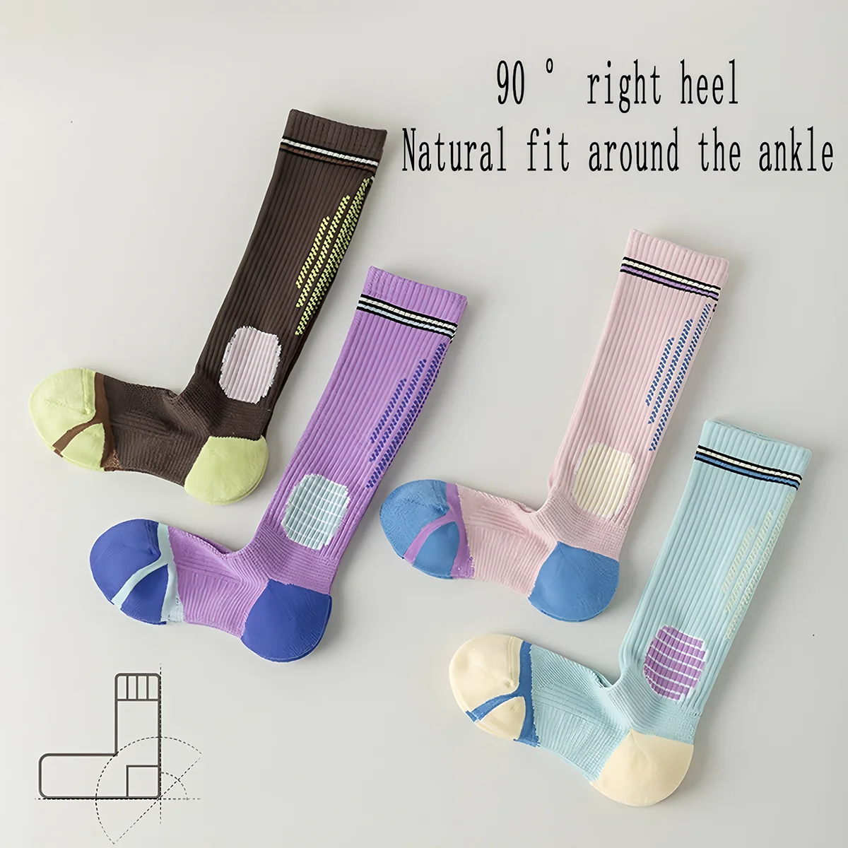 Chaussettes de sport pour femmes, chaussettes de pression de fitness professionnelles à tube long, adaptées aux chaussettes de mollet pendant l'exercice, chaussettes élastiques