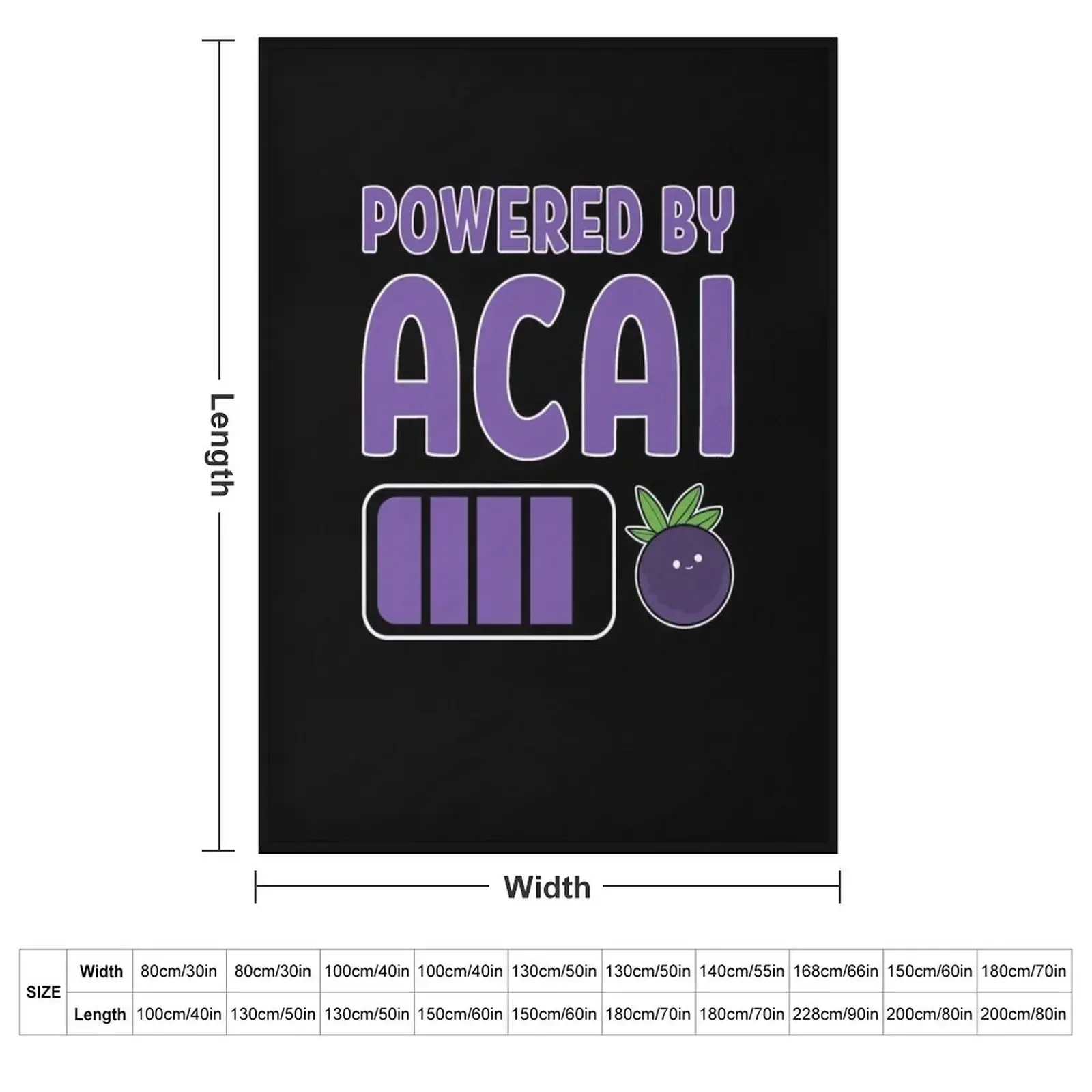 Powered By Acai Fruit Bowl Vegan Food Superfood Throw Blanket