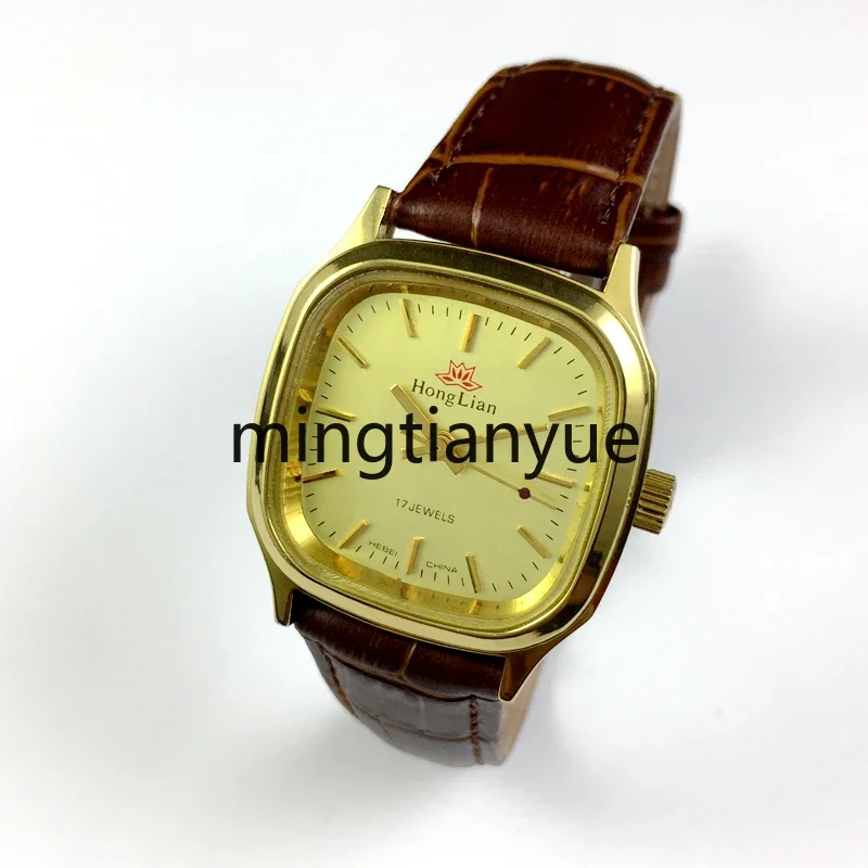 Watch Factory Produced Red Lotus Brand Manual Manipulator Square Yellow Shell Yellow Noodles