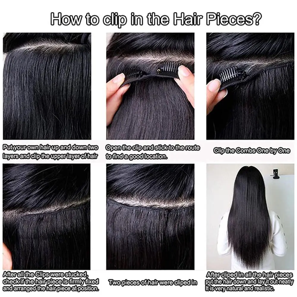 Kinky Straight Clip In Hair Extension 8Pcs 120g With 18 Clips Kinky Straight Clip In Hair Extension Real Human Hair Clip In Hair