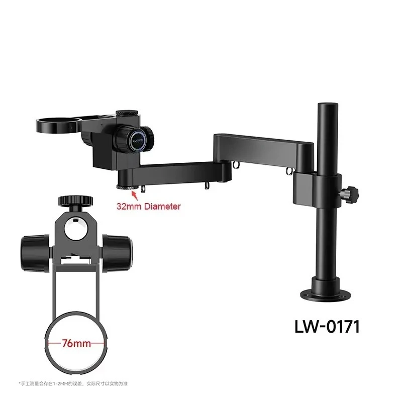 76mm Focus Holder Foldable Articulated Arm Aluminum Alloy Base Stand Microscope 360 °Adjustable Metal Forging Bracket