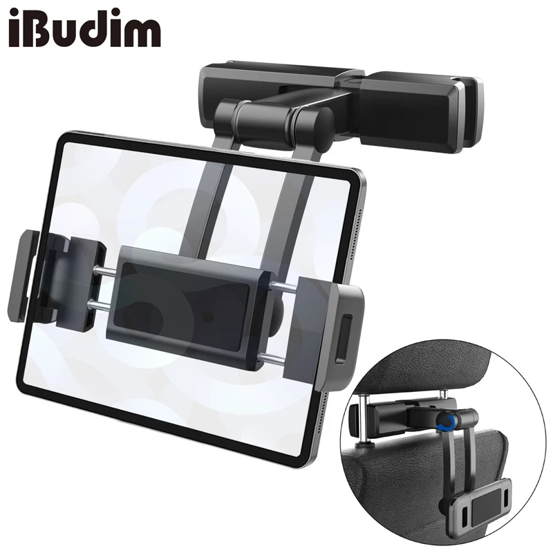 Car Headrest Tablet Holder Foldable Clip Car Backseat Tablet Mount for iPad Pro Air Mini Galaxy Tablet 4.7-12.3