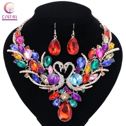 Fashion Nigerian Jewelry Set For Women Purple Tassel Earrings Necklace Set Banquet Dress Accessory Bridal Indian Jewellery