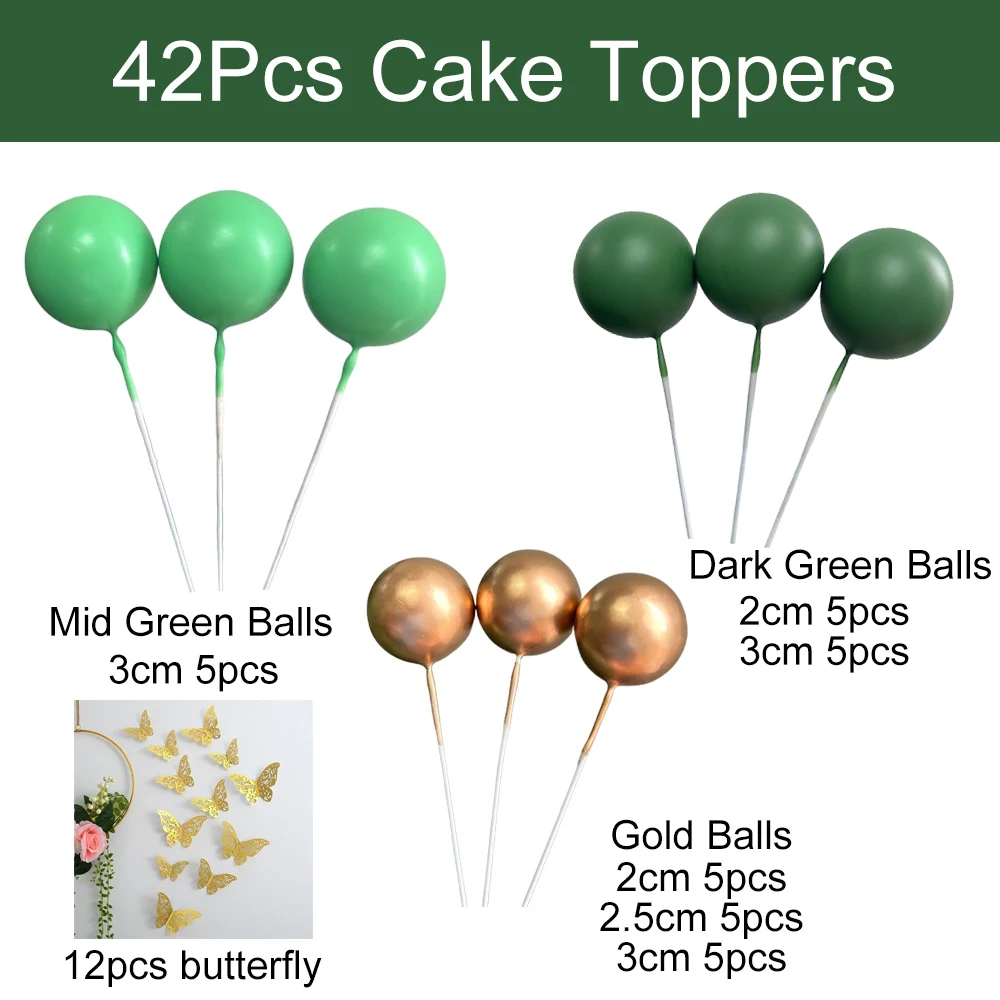 42Pcs Butterflies Cake Toppers Green Gold Baby Shower Cake Topper for Baptism Decor Birthday Babay Shower Party Cake Supplies