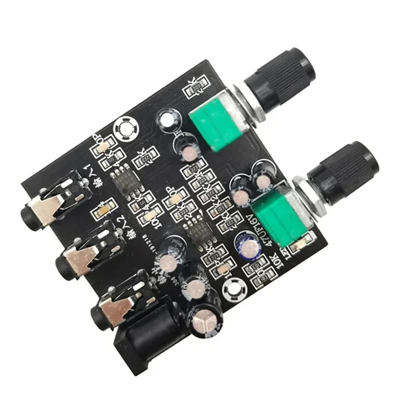 

Reliable-2Way 2CH 2 In 1 Out Stereo Audio Signal Mixer Mixing Board For One Way Reverb Output Headset Amplifier With Case,2Way 2
