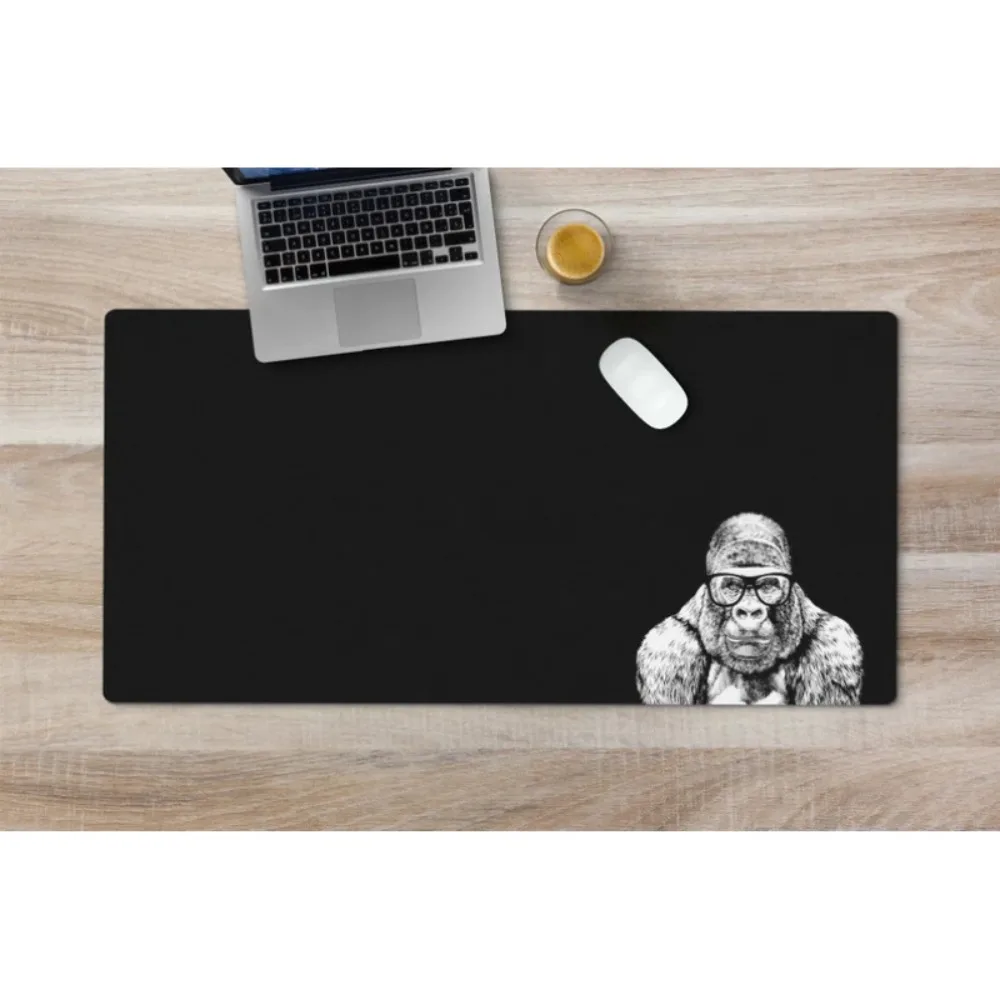 Tapis de table grand format Gorilla, tapis de souris animal, tapis de table noir, tapis de souris, alfombrillas, tapis de souris gaming professionnel