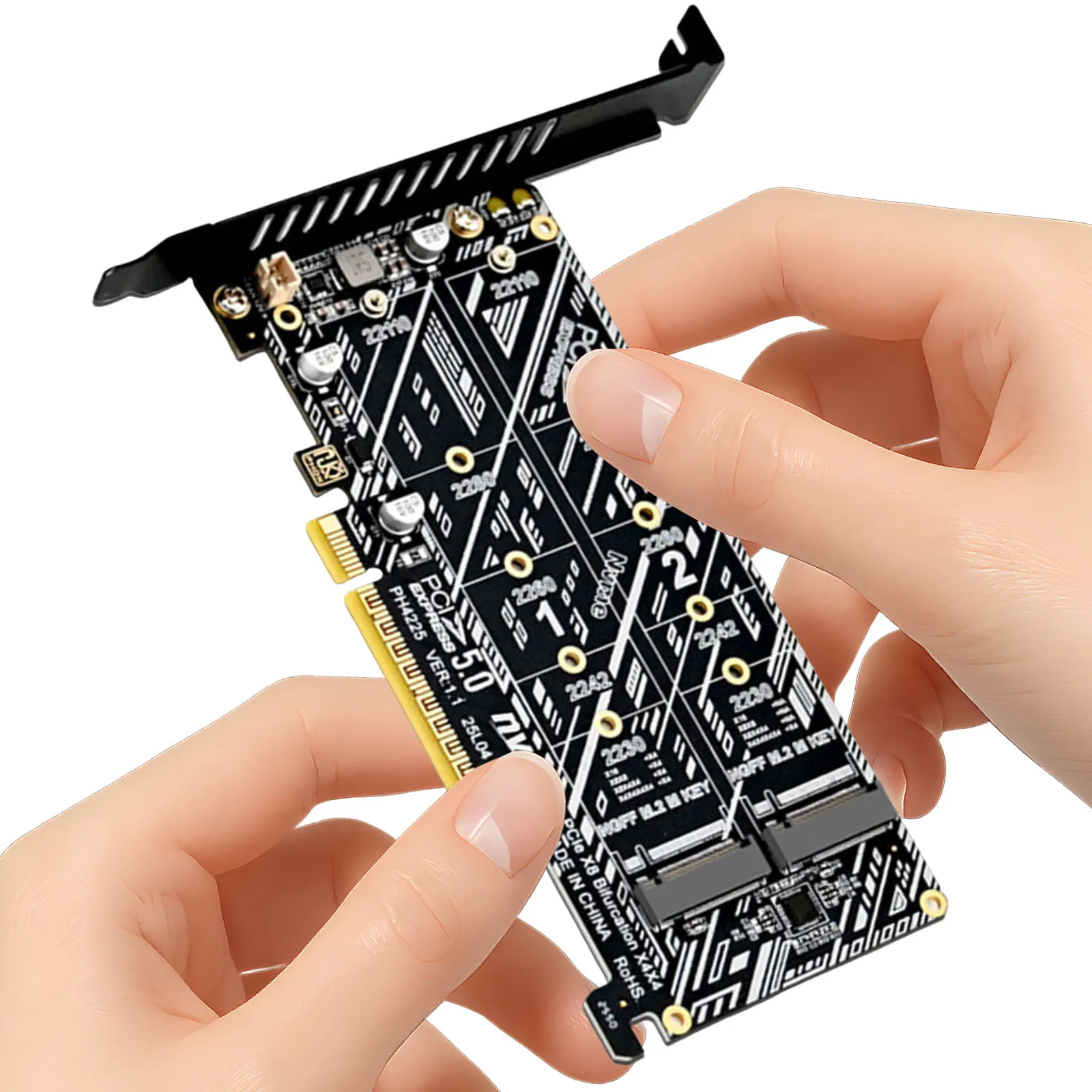 

Карта расширения PCIe на два отсека NVMe с инструментами в комплекте, адаптер для подключения двух NVMe-накопителей к PCIe M для передачи данных на настольных ПК