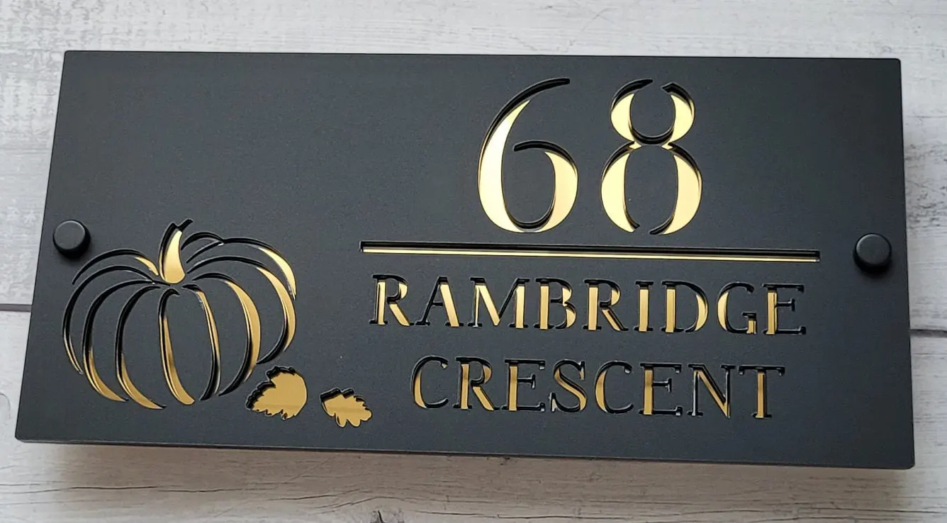 Pumpkin Sign House Number House Signs Door Number House Address Numbers Modern Plaque Modern Acrylic Laser Cut House Sign