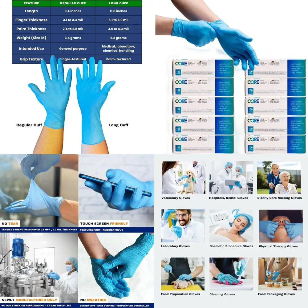 

Disposable Nitrile Gloves, Latex-Free, Powder-Free, High-Quality, Suitable for Lab and Mechanical Work, 3-6 MIL Thickness (Box/C