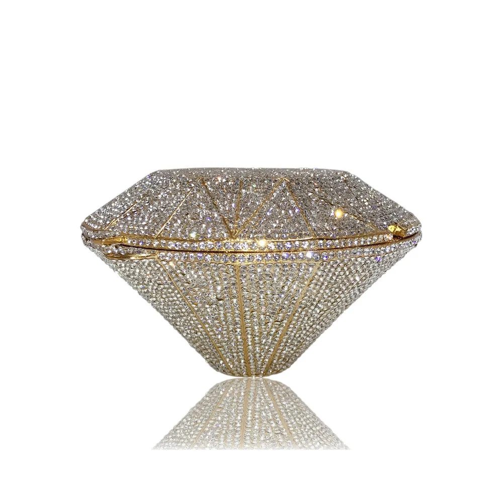 BL130 Three-dimensional Diamond Shape Diamond-set Dinner Full Of Diamonds Crystal Bag Women's Clutch Bag Banquet Women's Wedding