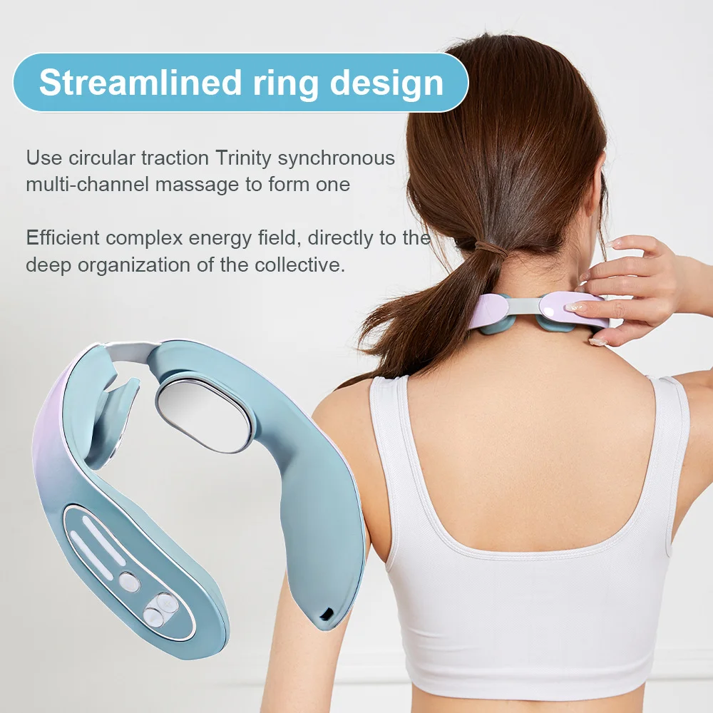 1-2pcs Electric Neck and Back Pulse Massager 2 Massage Head Shoulder Kneading And Relaxation Hot Compress Cervical Spine Machine