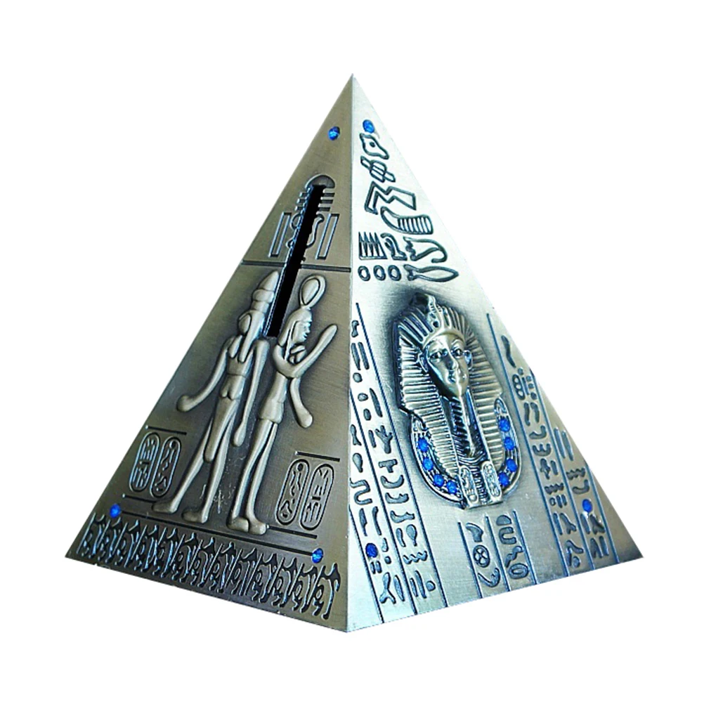 

Pyramid Savings Bank Creative Coin Money Pot Metal Bedroom Living Room Figurine Unique Home Decor Saving Pot