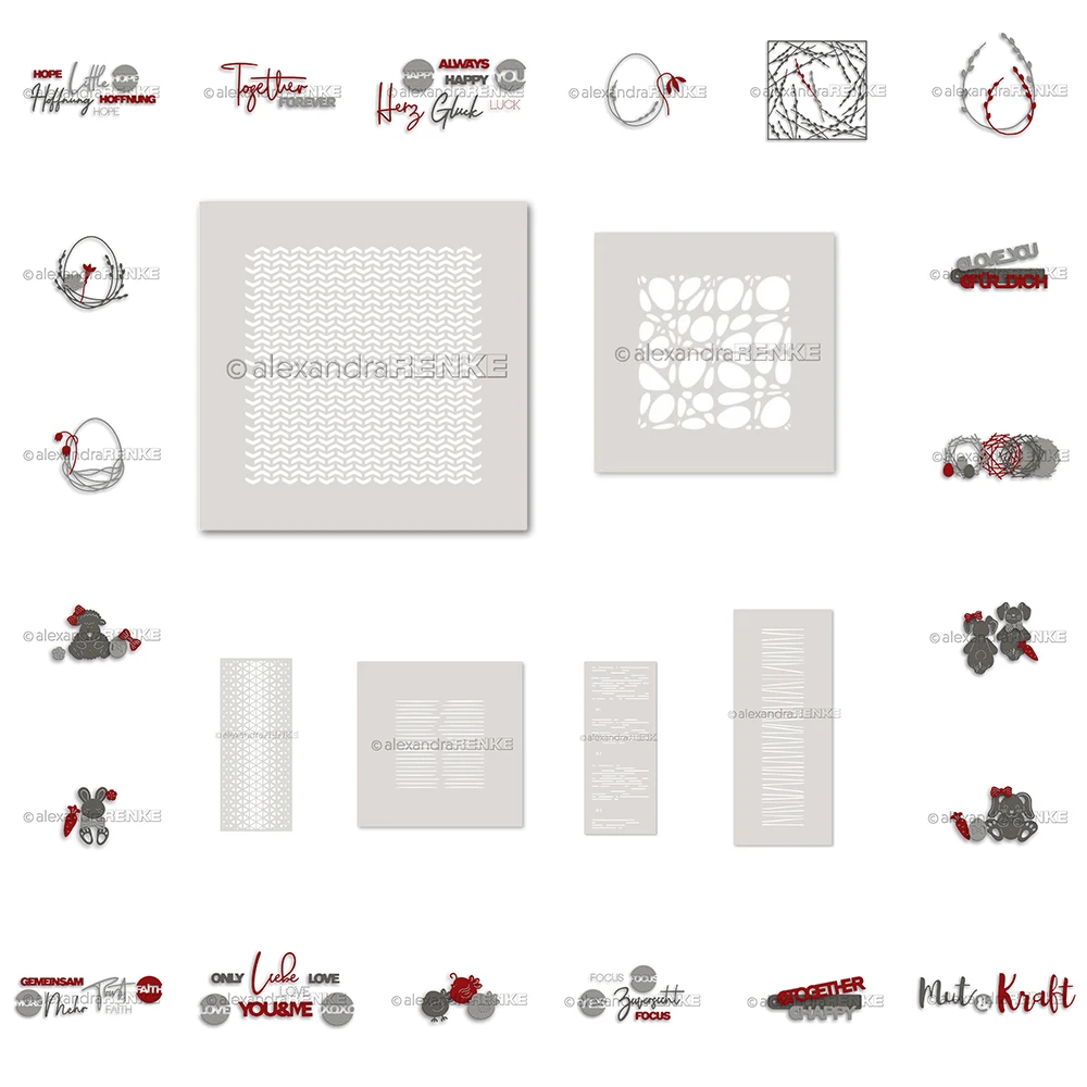 2022 Hope Luck Egg Frame Bows Chick Kraft Focus Label Sheep Dies Nest Rabbit Head Faith Love Line Pattern Arrow Kidney Stencils