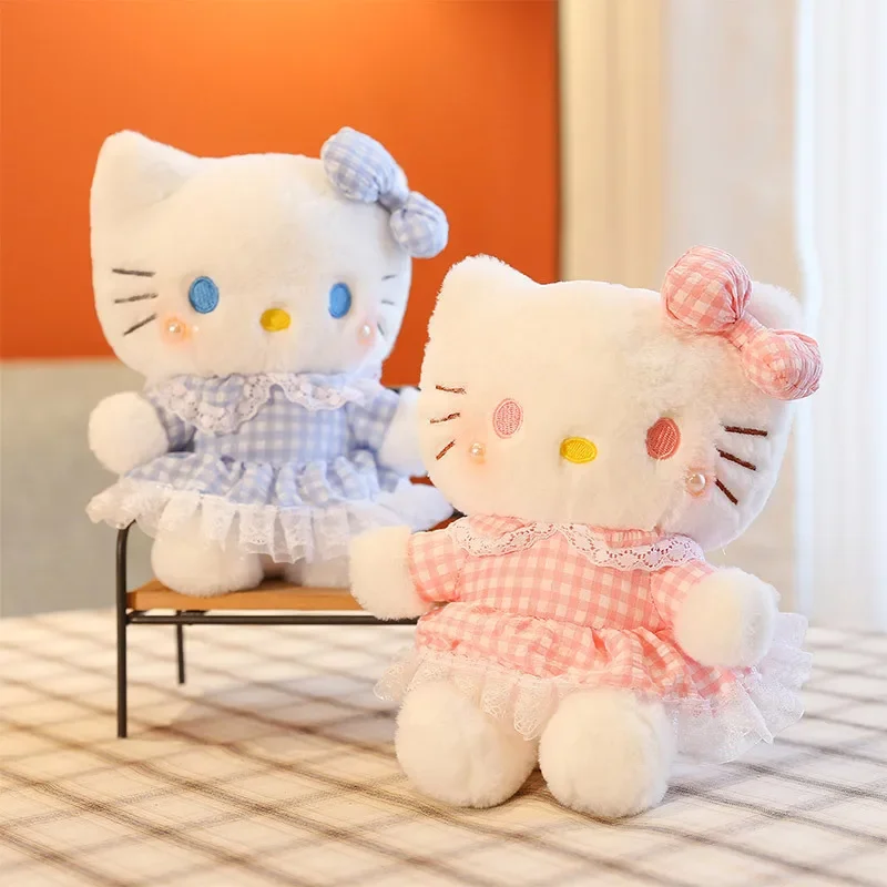 

25cm Hello Kitty Plush Stuffed Toy Cute Cat Stuffed Doll Anime Cartoon Plushie Doll Soft Stuffed Pillow Birthday Xmas Gifts