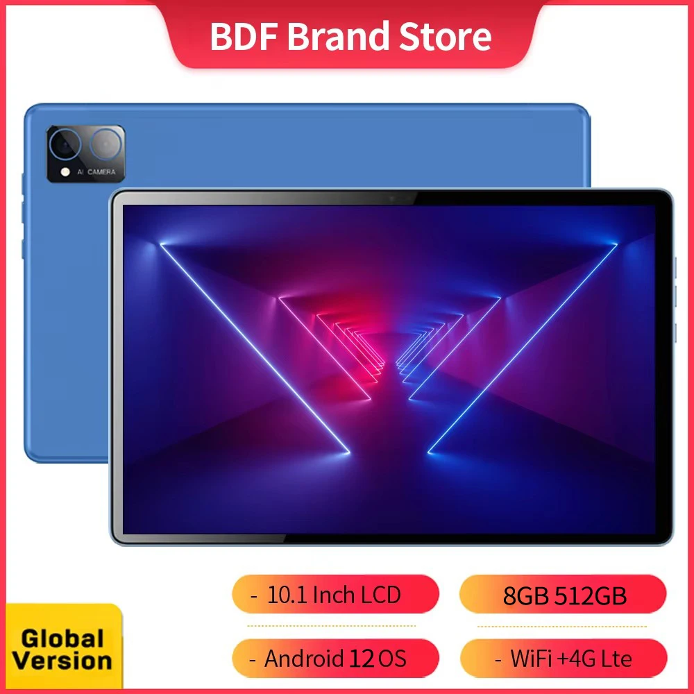 BDF Oryginalny tablet P60 10,1 cala 8 GB RAM 512 GB ROM Android 12 Octa Core 3G 4G LTE 5G Internet WiFi Internet Global Version