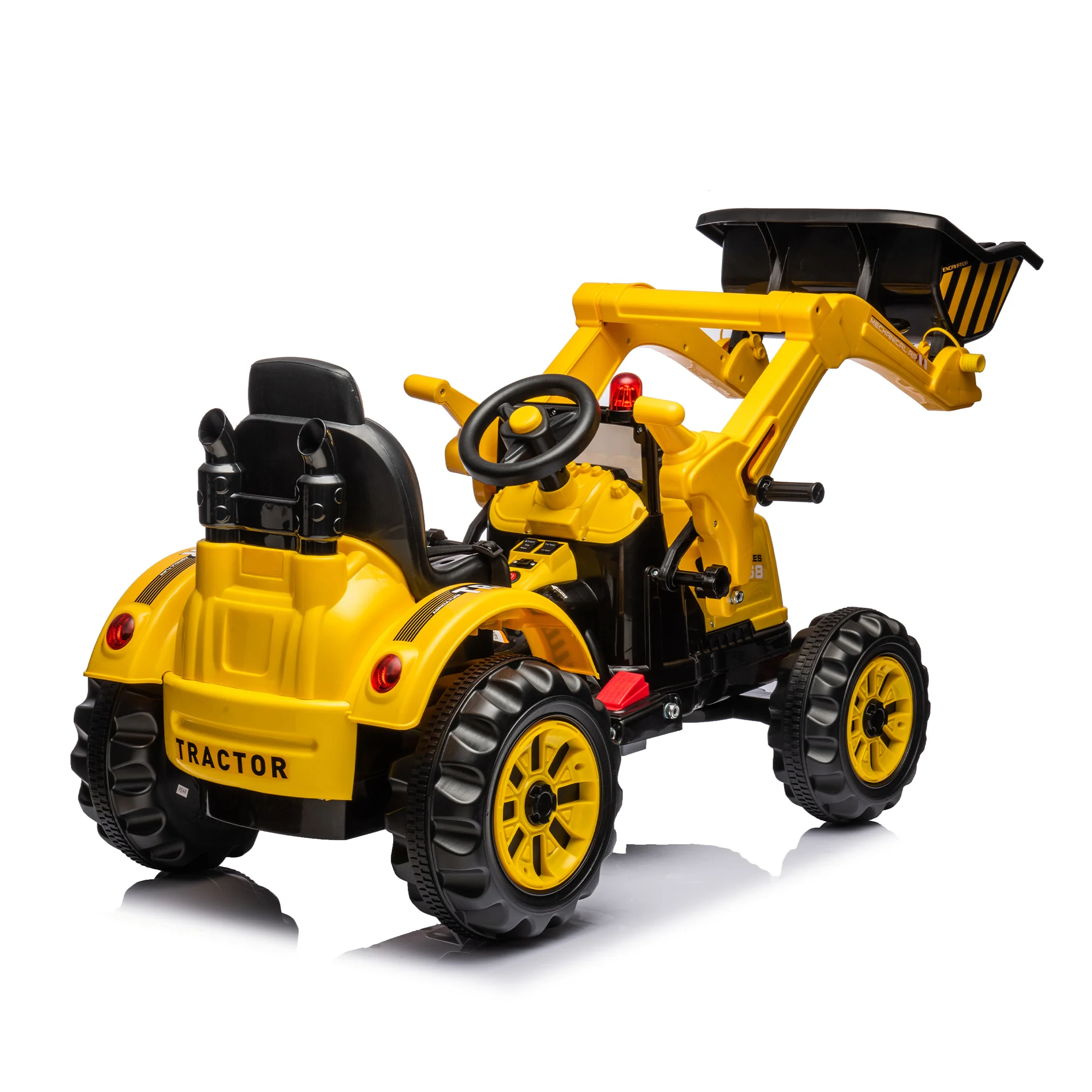 12V Ride On Excavator 2 Speeds Battery Powered Construction Vehicles Front Loader Ride On Car With Horn Safety Belt Birthday