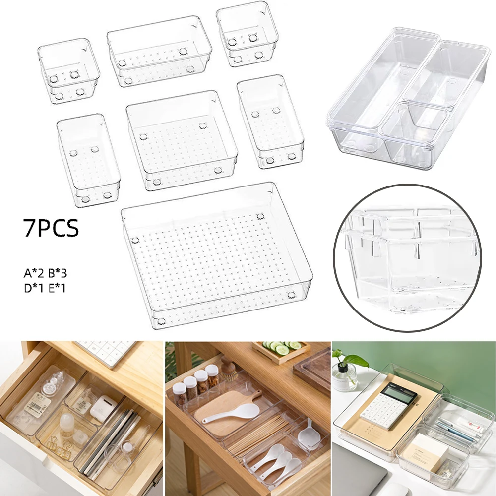 

PET Plastic Storage Bin with Drawer Clear Desk Drawer Divider Organizers and Storage Bins for Makeup Jewelry Gadgets Mini Drawer