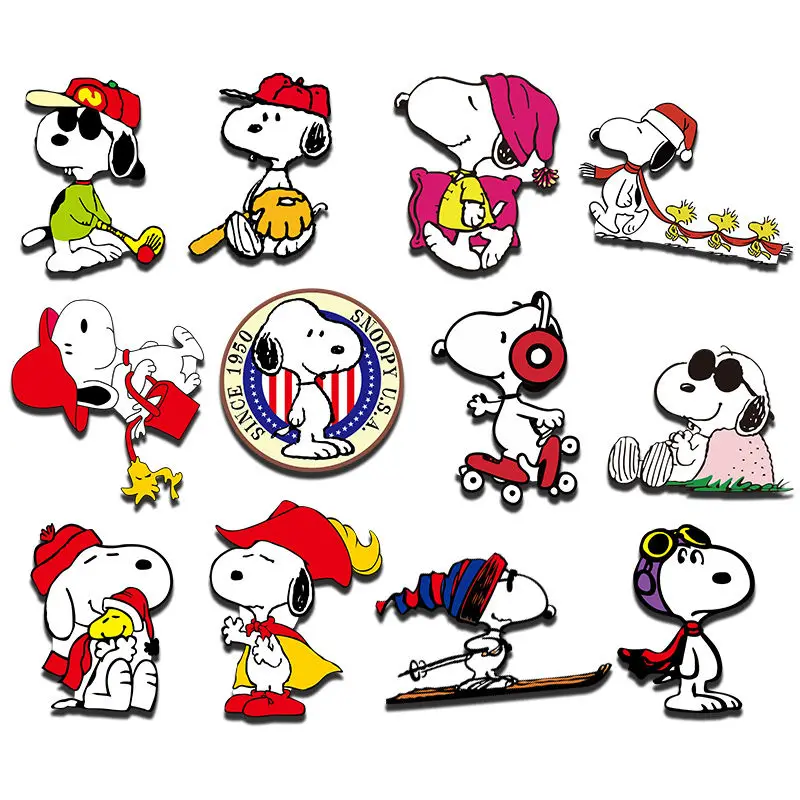 12 قطعة ملصقات الثلاجة الجديدة أنيمي لطيف الكرتون Ins سنوبي بلاط الإبداعية ديكور المنزل ملصقات الرسائل المغناطيسية القوية
