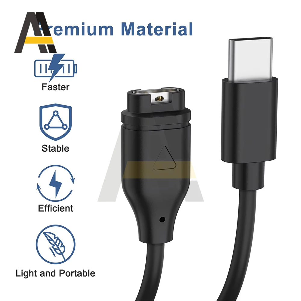 Cable de carga USB de 100cm para Garmin Fenix 8/7/7S/7X/6/6S/6X/5/5S/5X Forerunner 45 165 245 255 265 645 955 965 Vivoactive 5 Venu