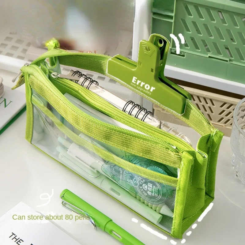 6-Layer Large Capacity Pencil Case Stationery Supplies High Appearance Transparent PVC Storage Bag Organizer