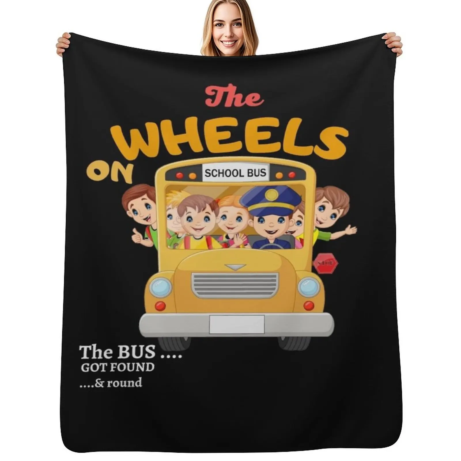 

back to school funny the wheels on the bus toddler kids boys Throw Blanket Heavy Luxury Throw funny gift Flannels Blankets