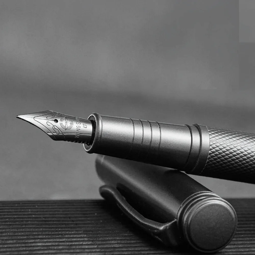 Luxury Black Metal Fountain Pen Set Samurai Design For Office Writing Stationery Gift Box Executive Signature School Supplies