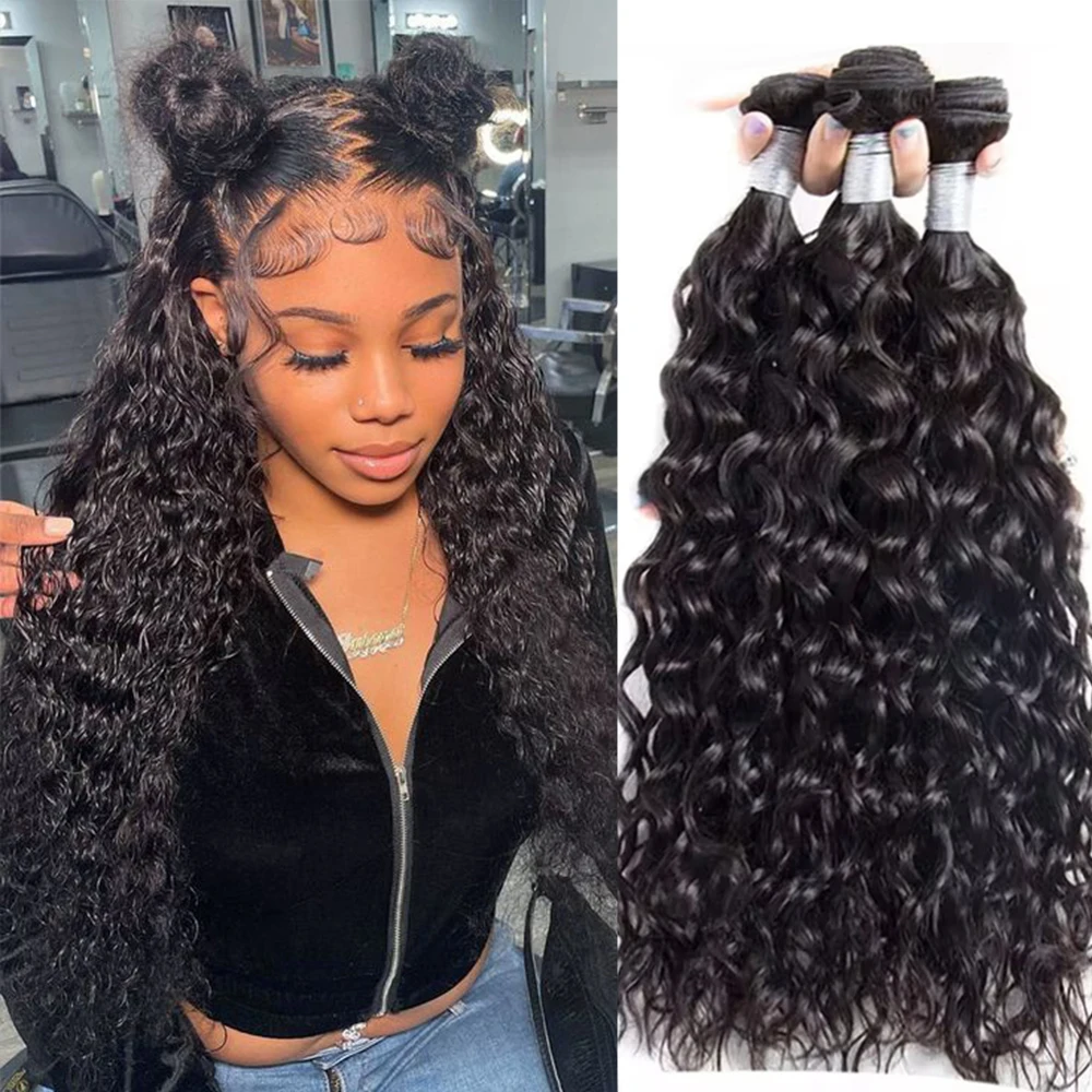 

100% человеческие волосы, волнистые пучки человеческих волос, вьющиеся волнистые пучки, бразильские человеческие волосы, натуральный цвет, 12A, 30, 32 дюйма, 1/3/4 пучка