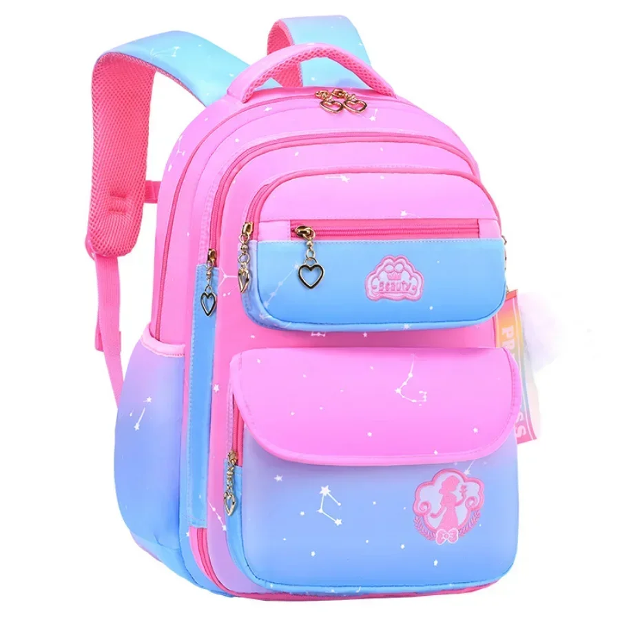 Girls\' School Backpack Orthopedic Primary Bag Gradient Color Grades 1-3-6 For Children Backpack Students Rucksack Large Capacity