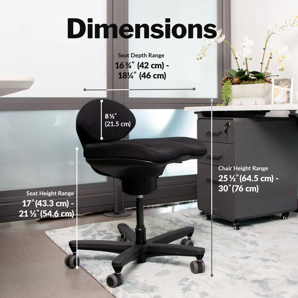 

CoreChair Ergonomic Armless Office Chair for Active Sitting, Core Support amp Posture Adjustable Seat Height amp Depth Compact