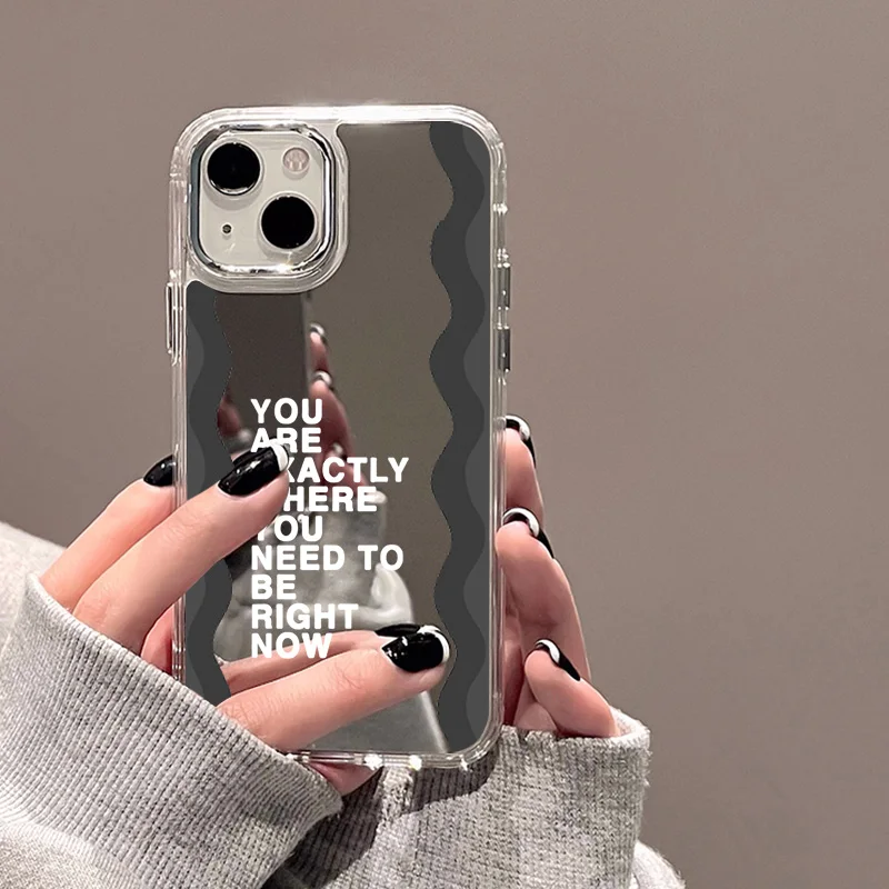 Fashion Letter Mirror Phone Case For iPhone 11 Case iPhone 14 15 16 Pro Plus 12 13 Pro Max X XS Shockproof Soft Back Cover funda