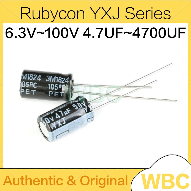 10Pcs Rubycon YXJ Series Electrolytic Capacitor 6.3V~100V 4.7UF~4700UF 6.3V 10V 16V 25V 35V 50V 63V 100V 22UF 33UF 100UF 2200UF