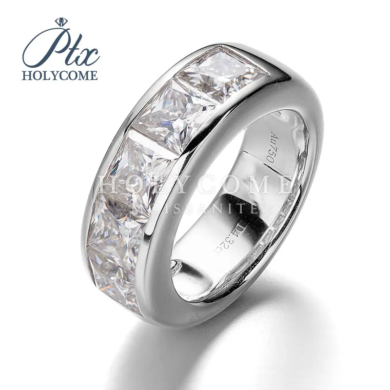 

Holycome Ring Princess Cut Moissanite Diamond Silver and Gold Solid Gold Men Band Ring 모이사나이트 Камни احجار كريمة piedras