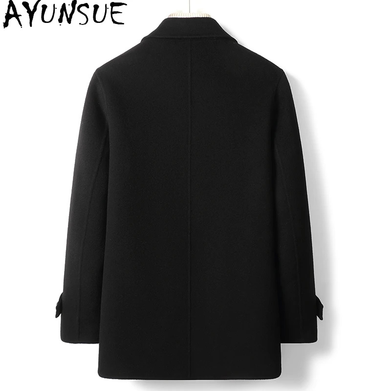 AYUNSUE Winter Natural Woolen Coat Refined and Gentle Mens Coat Double-sided Fashion Coats for Men Casacas Para Hombre 2024