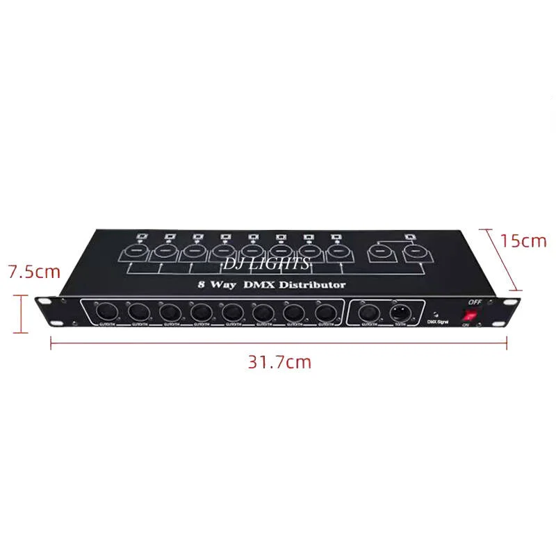Hochwertiger Bühnenlicht-DMX-Signalverstärker, Bühnenlicht-Controller, DMX512-Splitter, 8-Wege-DMX-Verteiler für Bühnenausrüstung – Detail 4