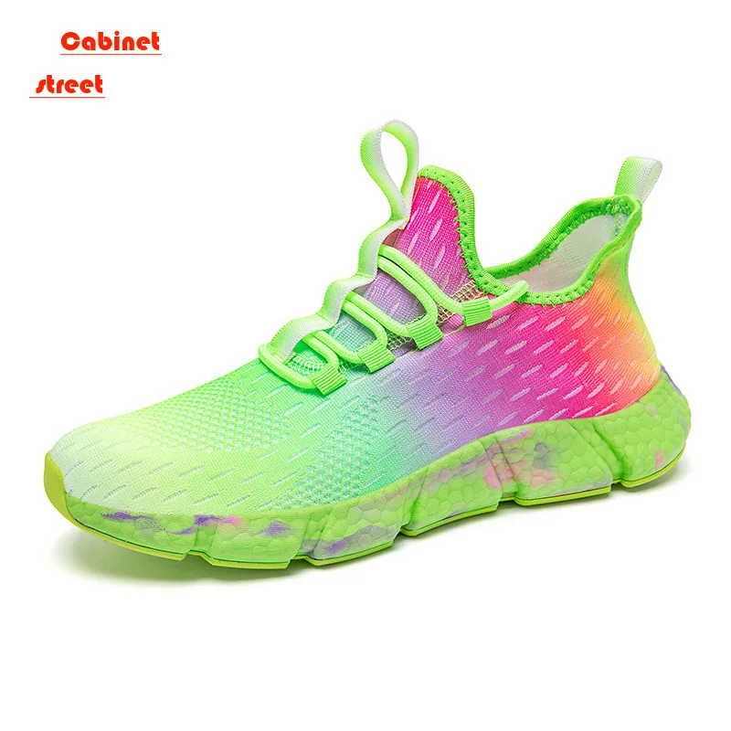 

Explosive Gradient Trend Casual Sports Shoes for Men and Women Couples Flying Mesh Shoes Popcorn Running Shoes