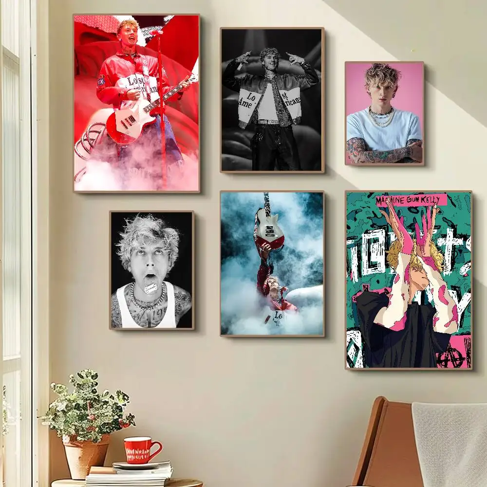 Singer Machine Gun Kelly Anime Poster Wall Art For Home Bar Cafe Movie Theater Decor DIY Vintage Print For Un