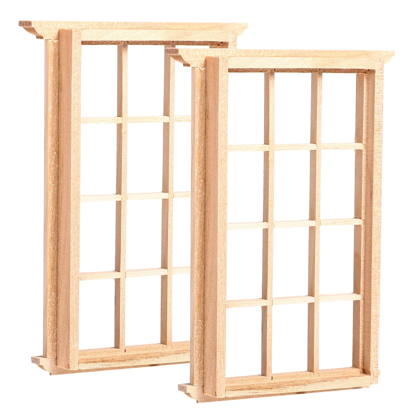 

Miniature Window Frame Model 2pcs Wooden 4 Pane Mini Window for Crafts House Ornament Figurine Home Decor Gift