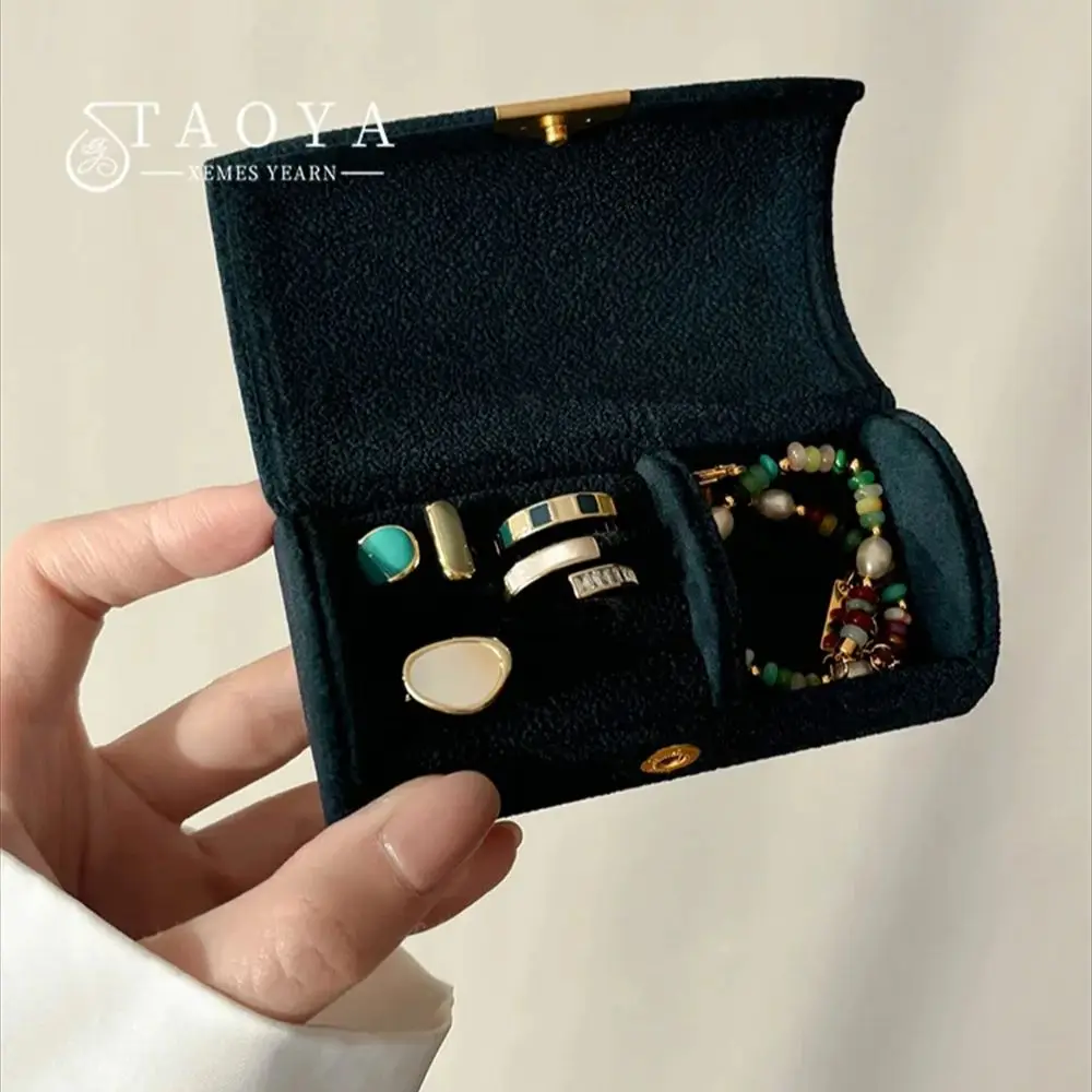 

Изысканная и портативная мини-шкатулка для хранения ювелирных изделий для деловых поездок, антиокислительная легкая роскошная бархатная шкатулка для драгоценностей