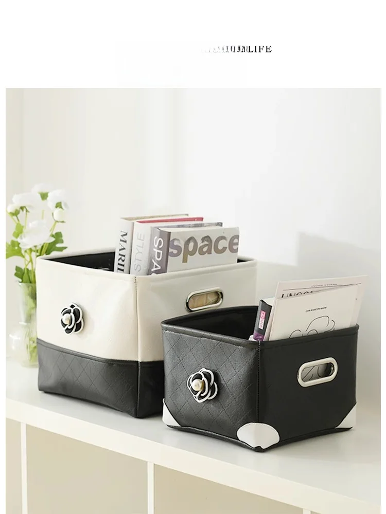 

Корзина для хранения Tlife Lingge из кожи, роскошная настольная корзина для сортировки одежды, органайзер для гостиной, складная корзина в скандинавском стиле для взрослых