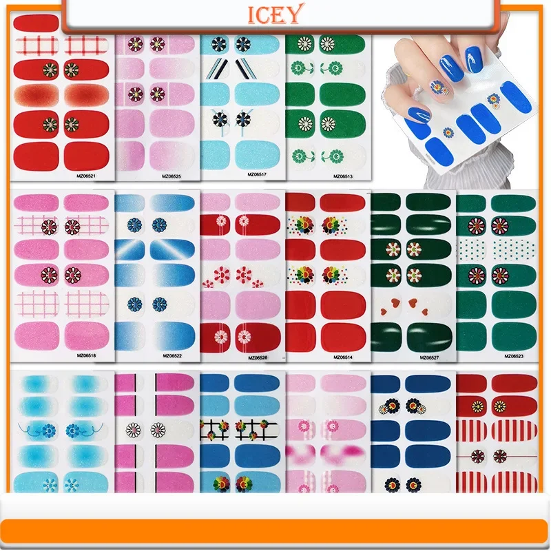 

Icey Beauty 1set Sun Series Nail Stickers Colorful Flower Expressions Nail Stickers Ins Nail Accessories