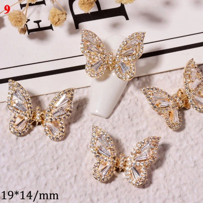 3D Cristal Borboleta Decoração Do Prego, Brilhando Encantos, Manicure Elegante, Ouro, Prata, Strass Jóias, Mais Nova Moda